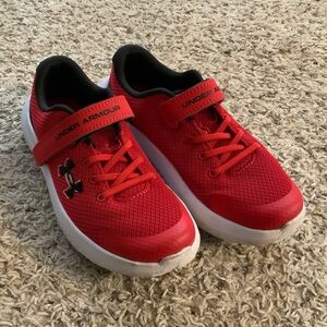 Under Armour Kids Red and White Sneakers